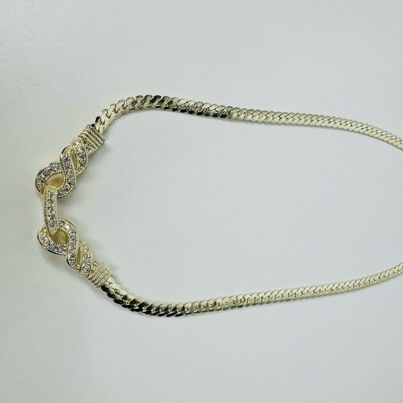 Gold & Pave Twisted Link Necklace - Picture 5 of 5